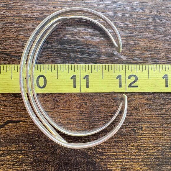 VTG Solid Sterling Silver 925 Abstract Open Cuff Bracelet Size 2.5" Length - Picture 8 of 10